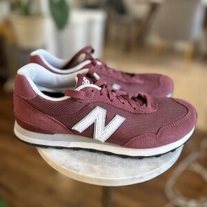 New Balance 515 Maroon and White Sneakers